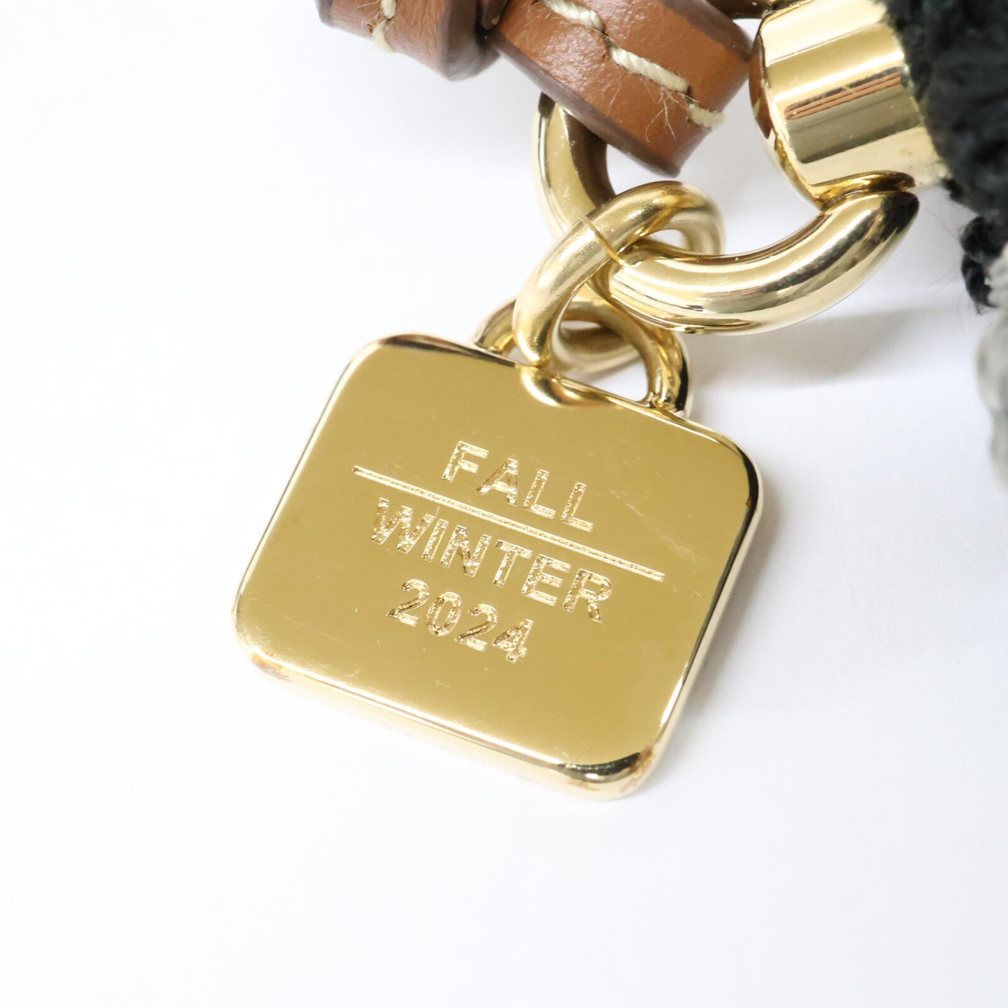 MIUMIU Miu Miu 24AW 5TT215 Technical Yarn Trick Leather Strap Bag Charm Key Holder