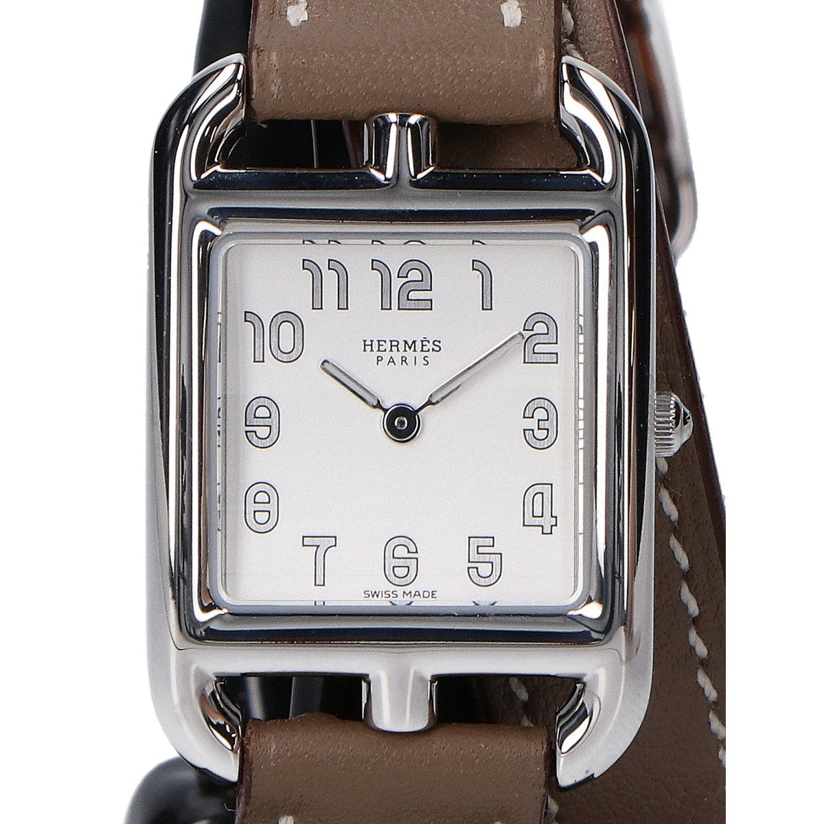 HERMES エルメス 仕上げ済み CC1.210a ケープコッドPM ドゥブルトゥール シルバー文字盤 SS x スイフト クオーツ 腕時計