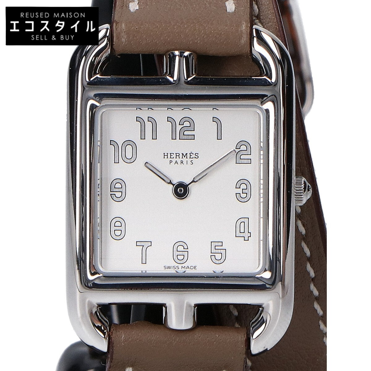 HERMES エルメス 仕上げ済み CC1.210a ケープコッドPM ドゥブルトゥール シルバー文字盤 SS x スイフト クオーツ 腕時計