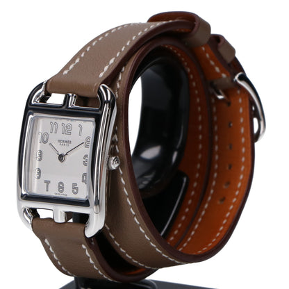 HERMES エルメス 仕上げ済み CC1.210a ケープコッドPM ドゥブルトゥール シルバー文字盤 SS x スイフト クオーツ 腕時計