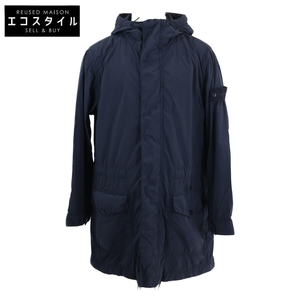 STONE ISLAND ストーンアイランド 【美品/国内正規】K1S157100014 S00F6 GHOST PIECE NYLON SMERIGLIATO ドローコード フーデッド ミディアム コート