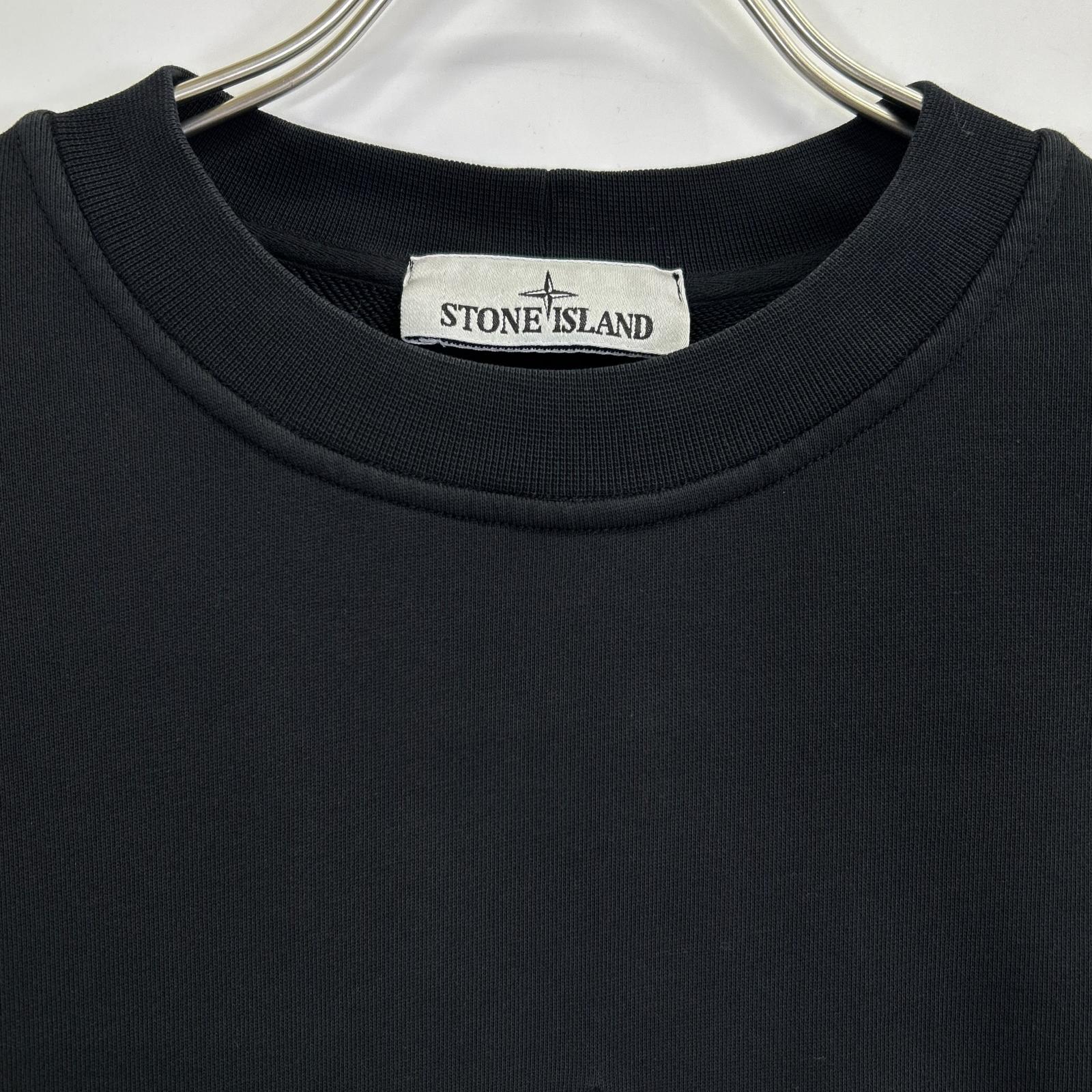 STONE ISLAND ストーンアイランド K1S156100667 S0124 ブラック コットン混 ロゴ刺繍 クルーネックスウェットプルオーバー トップス