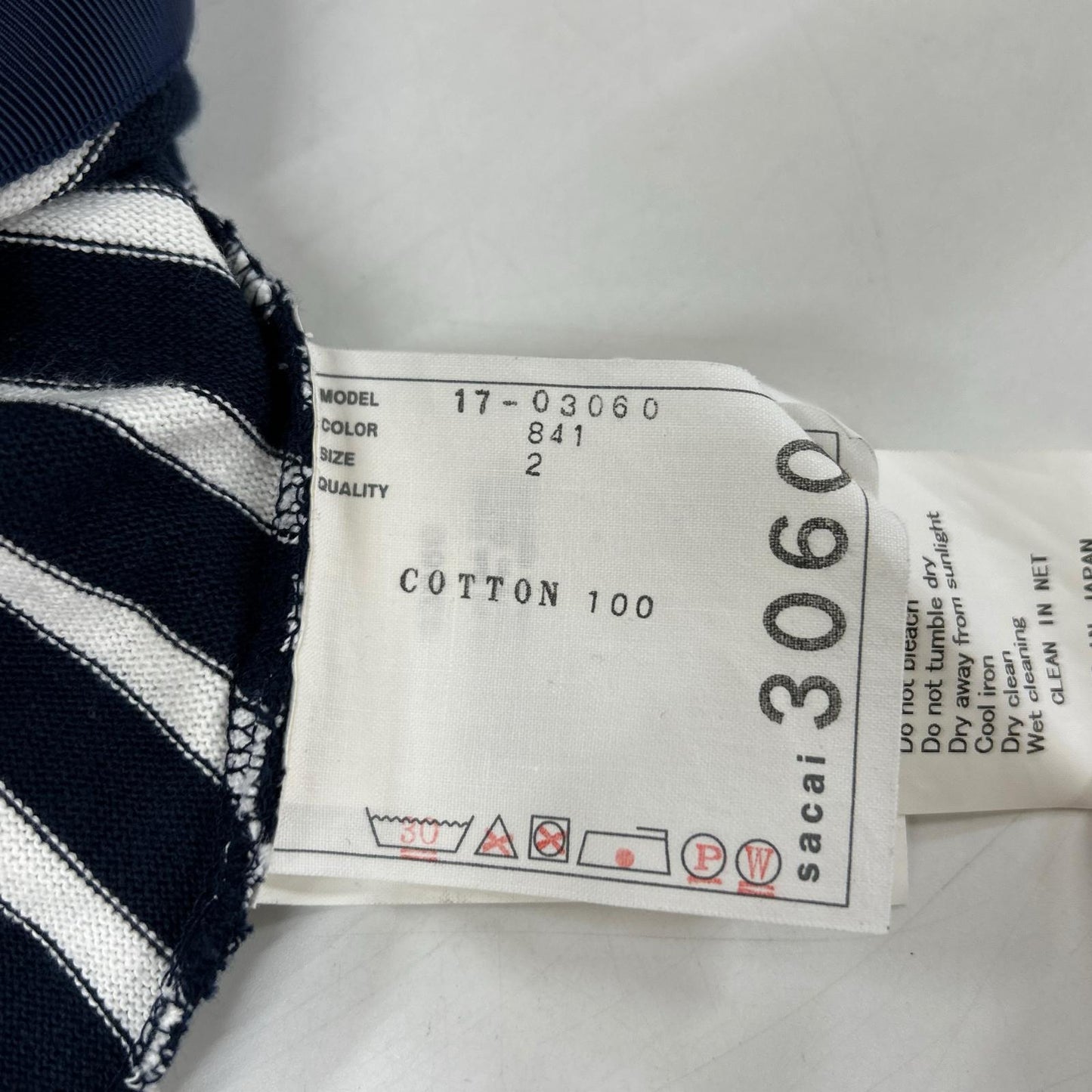 sacai sacai 17-03060 海军蓝×白色 船领条纹上衣