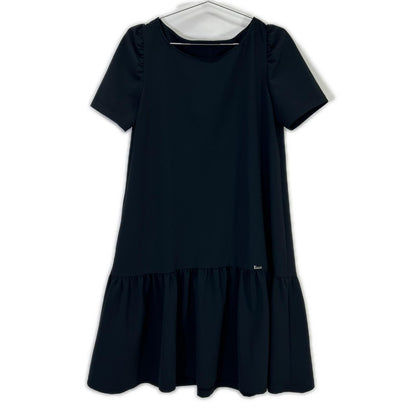 Rene 5317010 Navy Polyester Mini Logo Plate Short Sleeve Tiered Dress