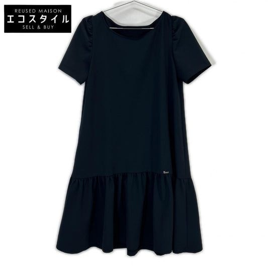 【SALE】 Rene ルネ 5317010 ネイビー ポリエステル ミニロゴプレート ショートスリーブティアードワンピース ワンピース
