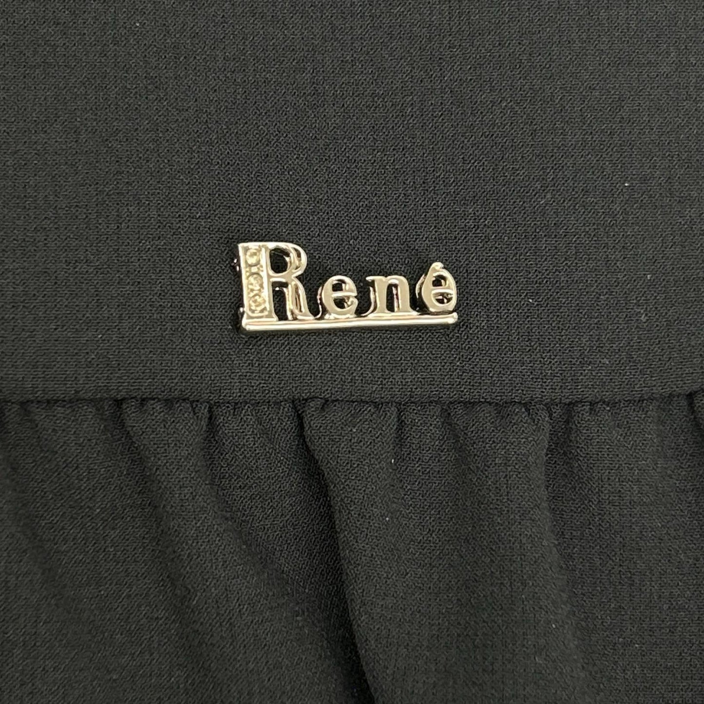Rene 5317010 Navy Polyester Mini Logo Plate Short Sleeve Tiered Dress