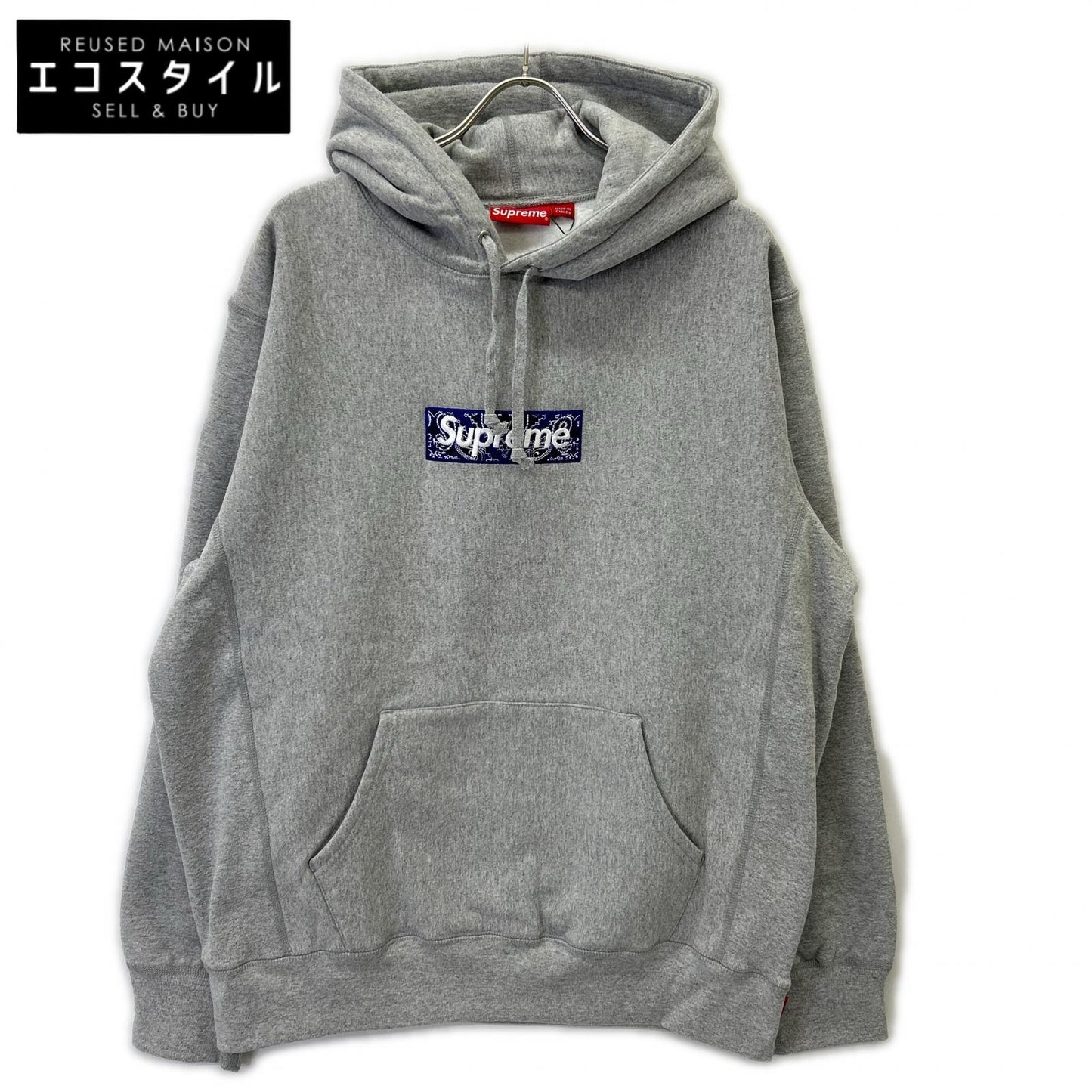19AW Gray Bandana Box Logo Hooded Top XL Men's