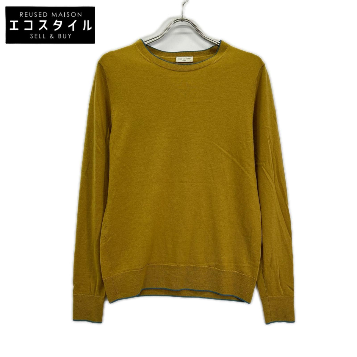 DRIES VAN NOTEN ドリスヴァンノッテン マスタード カラーパイピング クルーネックプルオーバーニット トップス