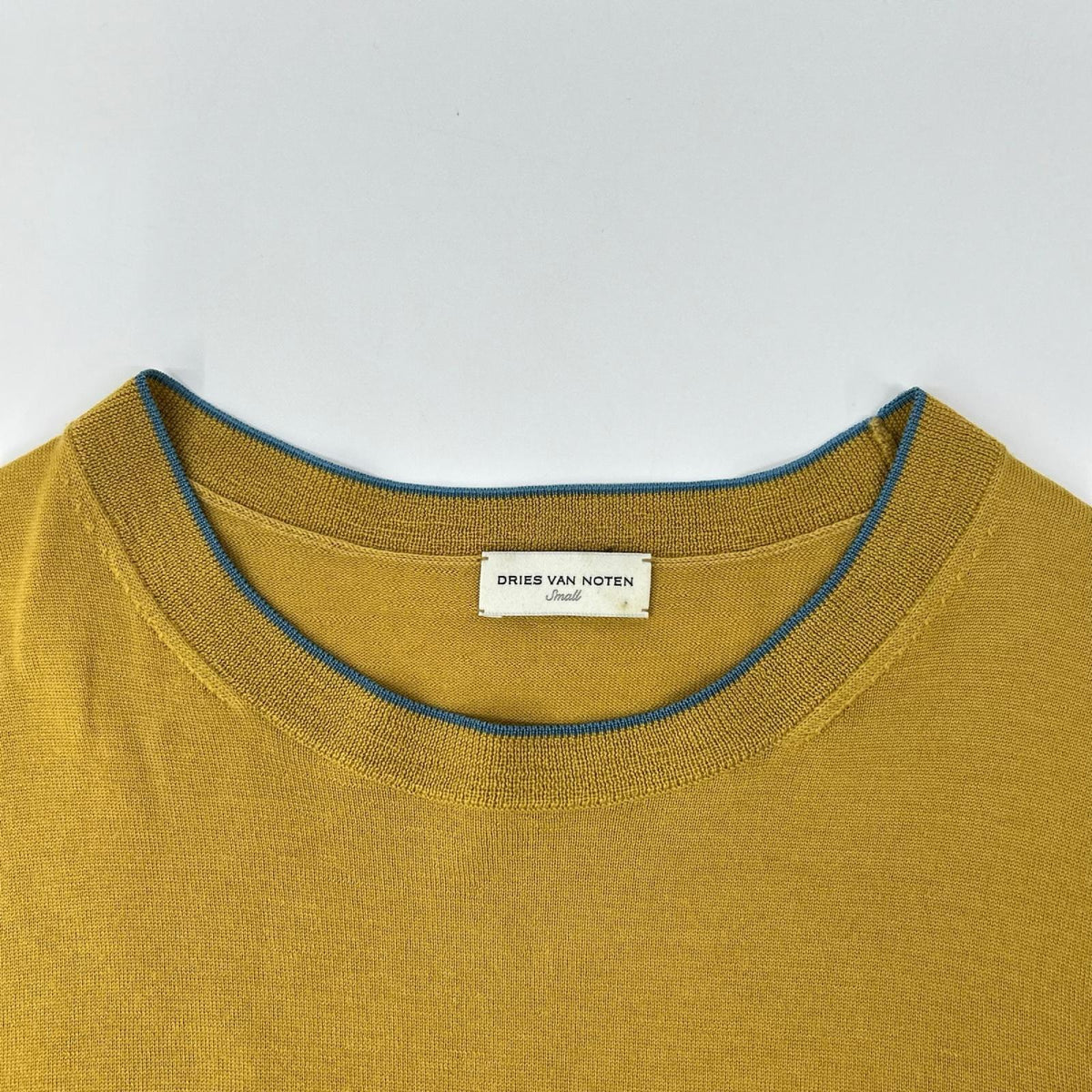 DRIES VAN NOTEN ドリスヴァンノッテン マスタード カラーパイピング クルーネックプルオーバーニット トップス