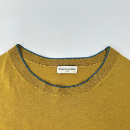 DRIES VAN NOTEN ドリスヴァンノッテン マスタード カラーパイピング クルーネックプルオーバーニット トップス