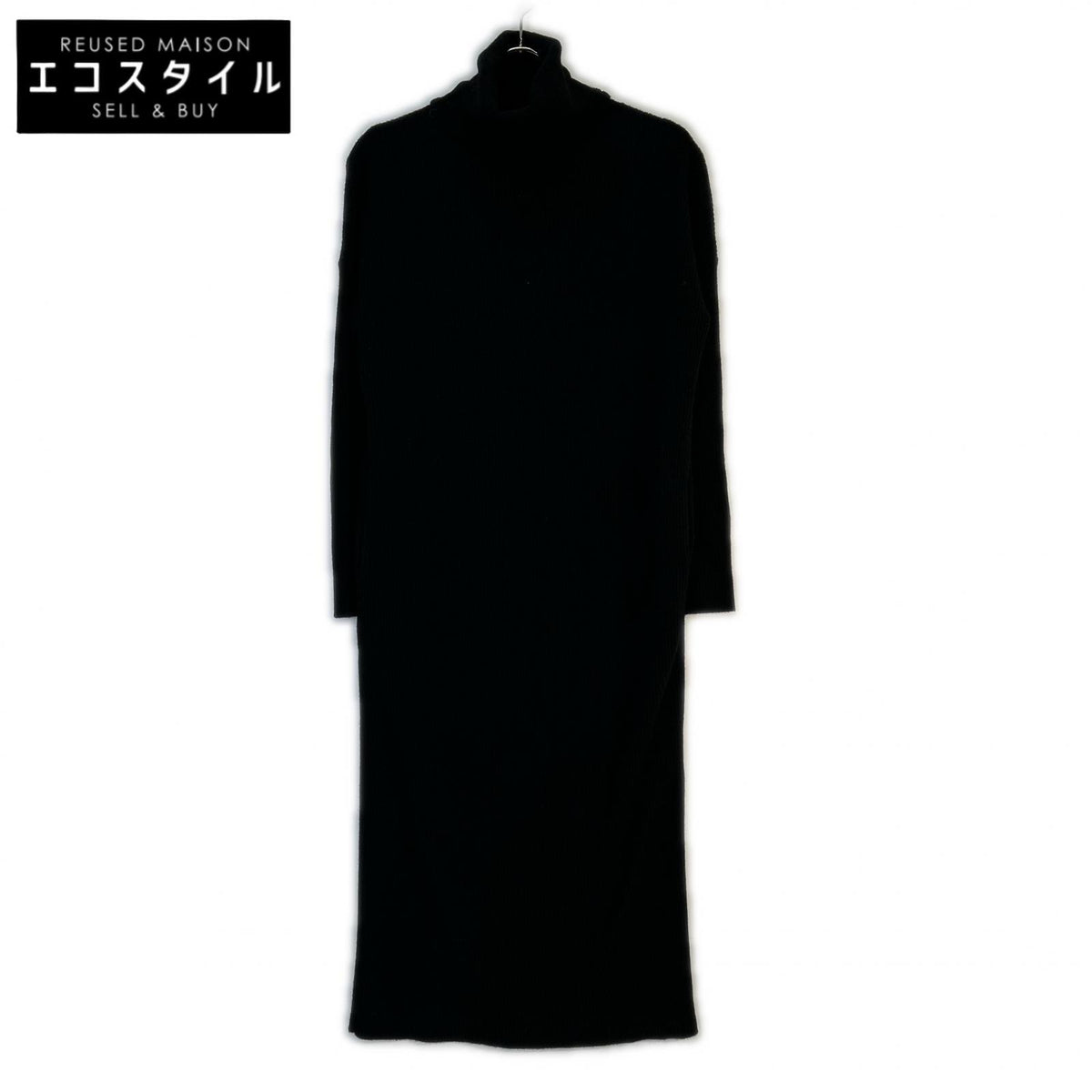 Deuxieme Classe ドゥーズィエムクラス 20-040-500-7010 ブラック ウール タートルネック ロングスリーブリブニットワンピース ワンピース