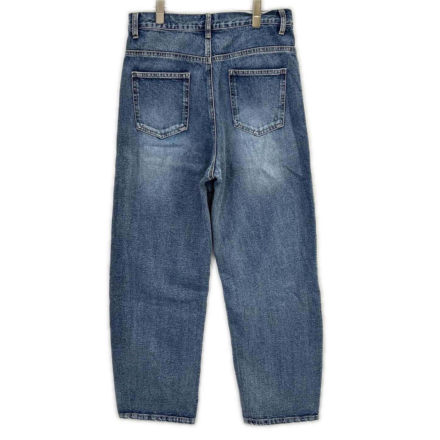 68242602 ｳｫｯｼｭﾌﾞﾙｰ ｺｯﾄﾝ混 ﾄﾞﾛｰｽﾄﾘﾝｸﾞ ｽﾄﾚｰﾄﾃﾞﾆﾑﾊﾟﾝﾂ ボトムス 40 レディース