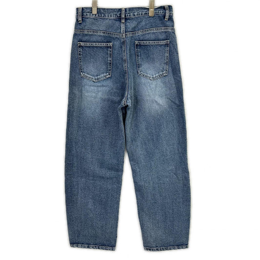 68242602 Wash Blue Cotton Blend Drawstring Straight Denim Pants Bottoms 40 Women's