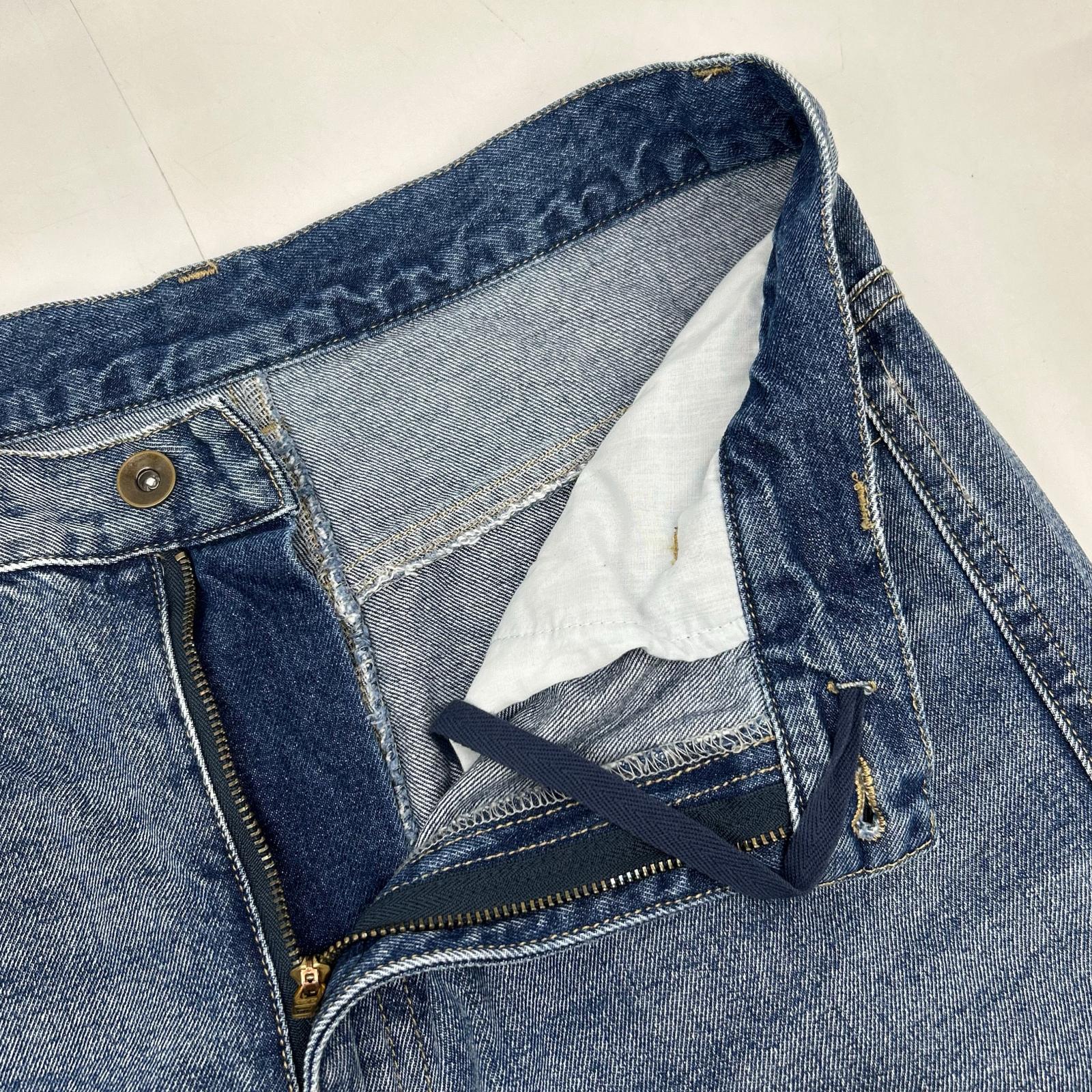 68242602 ｳｫｯｼｭﾌﾞﾙｰ ｺｯﾄﾝ混 ﾄﾞﾛｰｽﾄﾘﾝｸﾞ ｽﾄﾚｰﾄﾃﾞﾆﾑﾊﾟﾝﾂ ボトムス 40 レディース
