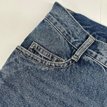 68242602 ｳｫｯｼｭﾌﾞﾙｰ ｺｯﾄﾝ混 ﾄﾞﾛｰｽﾄﾘﾝｸﾞ ｽﾄﾚｰﾄﾃﾞﾆﾑﾊﾟﾝﾂ ボトムス 40 レディース