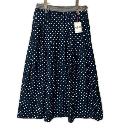 45R Indigo Millet Satin Dot Pleated Skirt 7094016