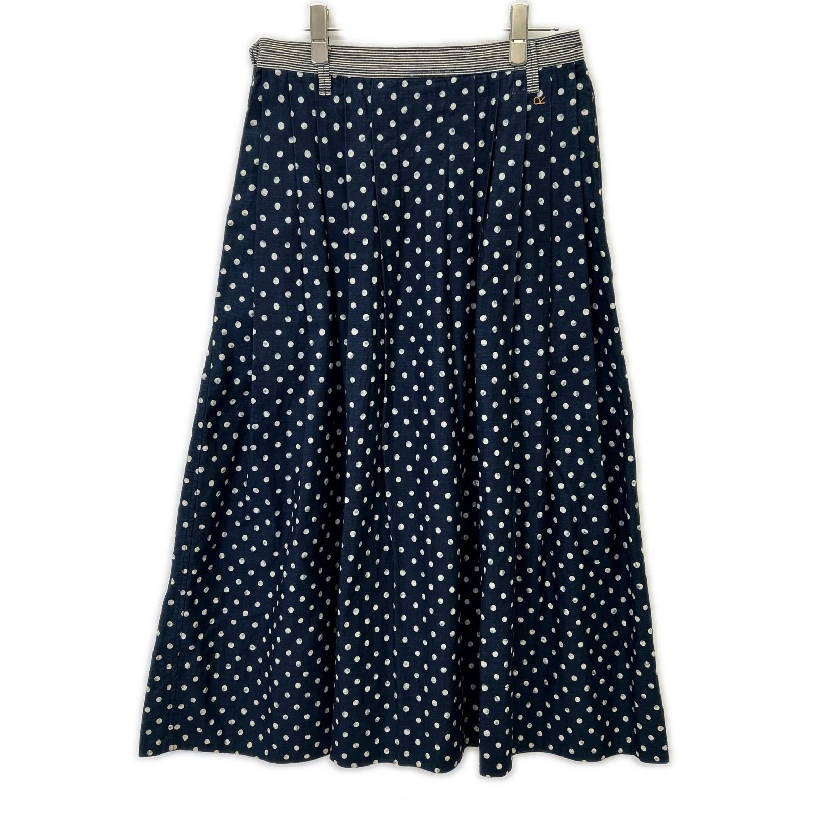 45R Indigo Millet Satin Dot Pleated Skirt 7094016