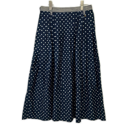 45R Indigo Millet Satin Dot Pleated Skirt 7094016