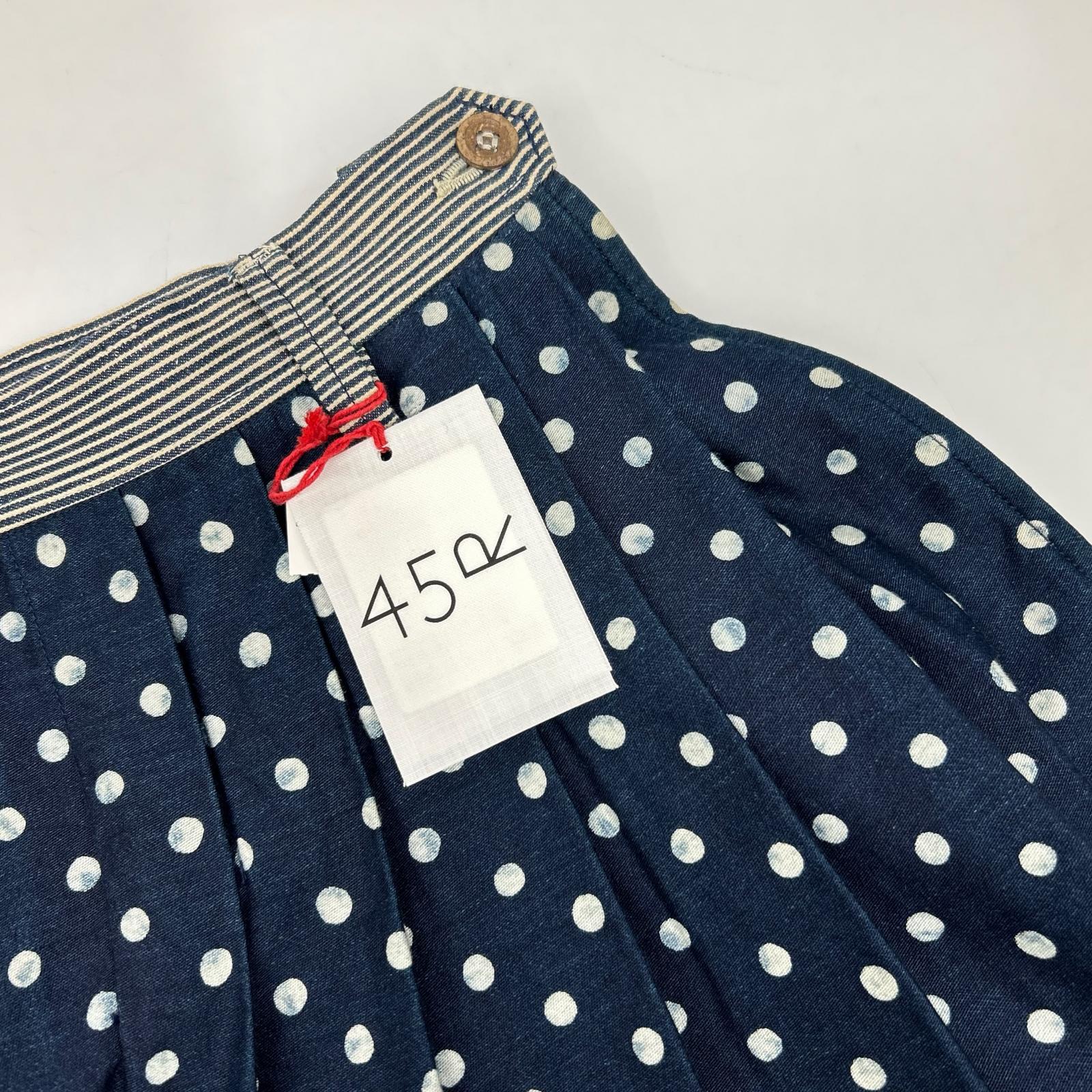 45R Indigo Millet Satin Dot Pleated Skirt 7094016