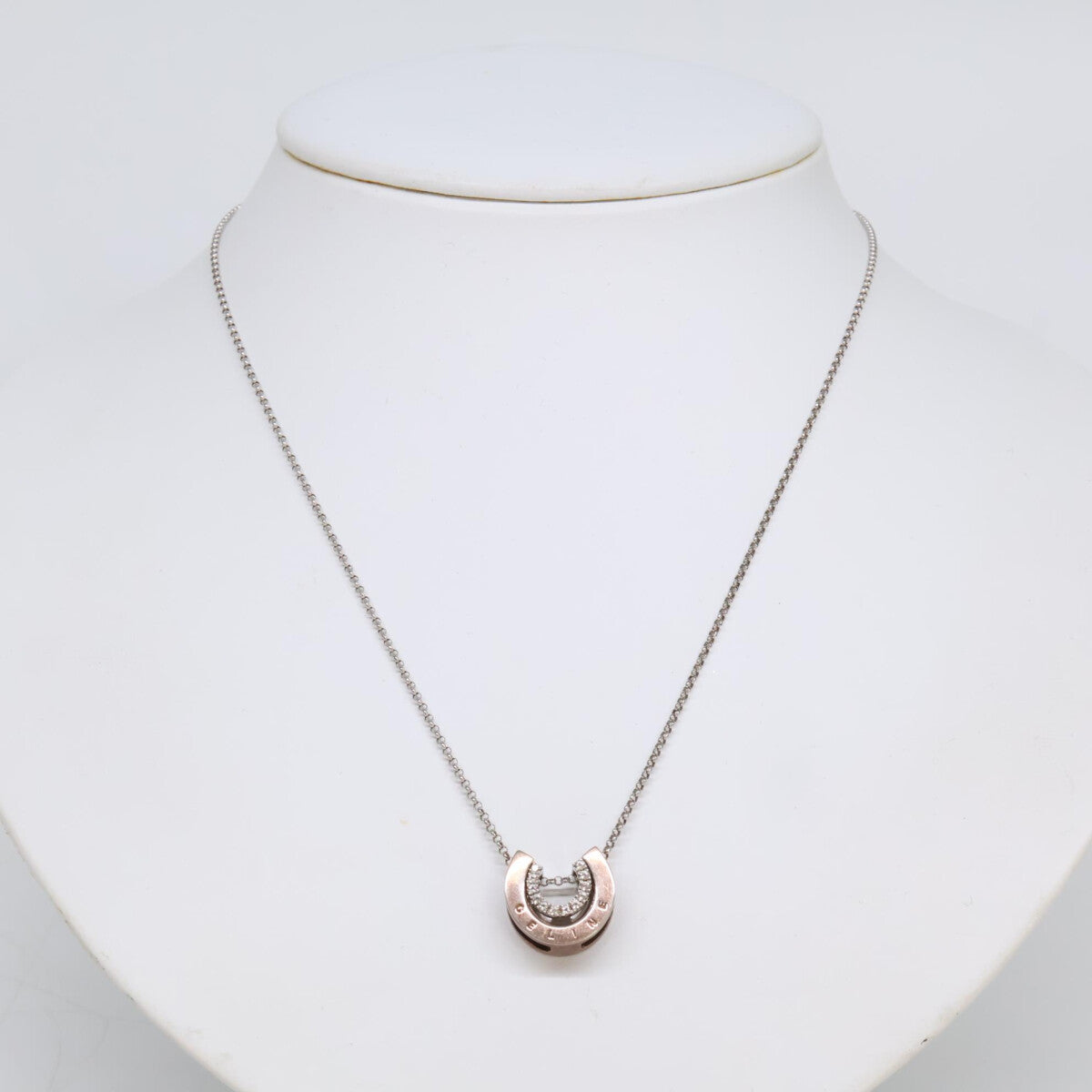 CELINE セリーヌ SILVER 925 ラインストーン ホースシュー ネックレス