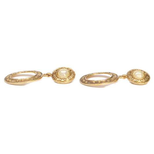CHANEL Vintage 26 1991 Castellane Era Faux Pearl Circle Earrings
