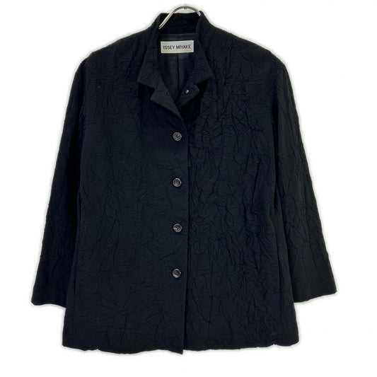 ﾌﾞﾗｯｸ ｼﾜ加工ｽﾀﾝﾄﾞｶﾗｰ ｳｰﾙ ﾛﾝｸﾞｽﾘｰﾌﾞｼｬﾂ トップス M レディース