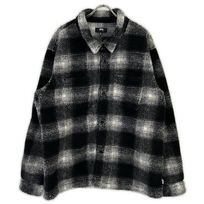 Black x White Plaid Sherpa Shirt/Jacket XL Men's