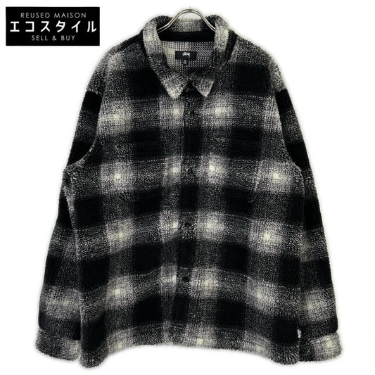 Black x White Plaid Sherpa Shirt/Jacket XL Men's