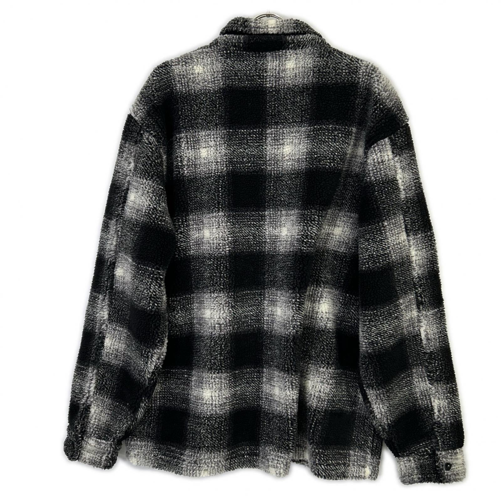 Black x White Plaid Sherpa Shirt/Jacket XL Men's