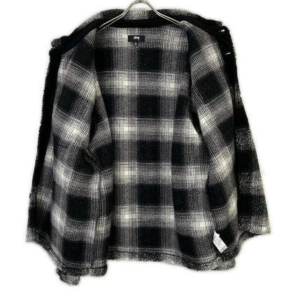 Black x White Plaid Sherpa Shirt/Jacket XL Men's