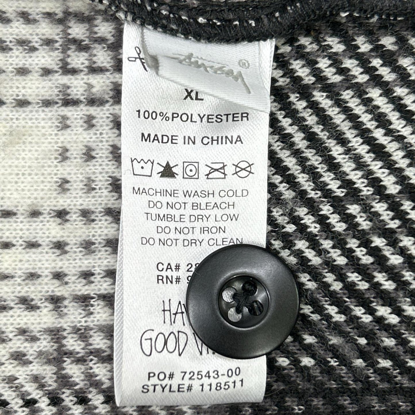 Black x White Plaid Sherpa Shirt/Jacket XL Men's