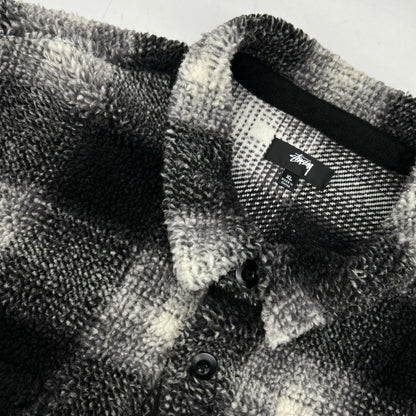 Black x White Plaid Sherpa Shirt/Jacket XL Men's