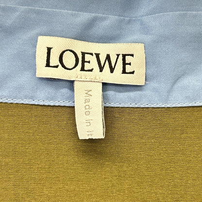 LOEWE 24AW S359Y05XBY Light blue x Khaki Cotton Anagram Embroidery Layered Design Turn-Up Shirt Top