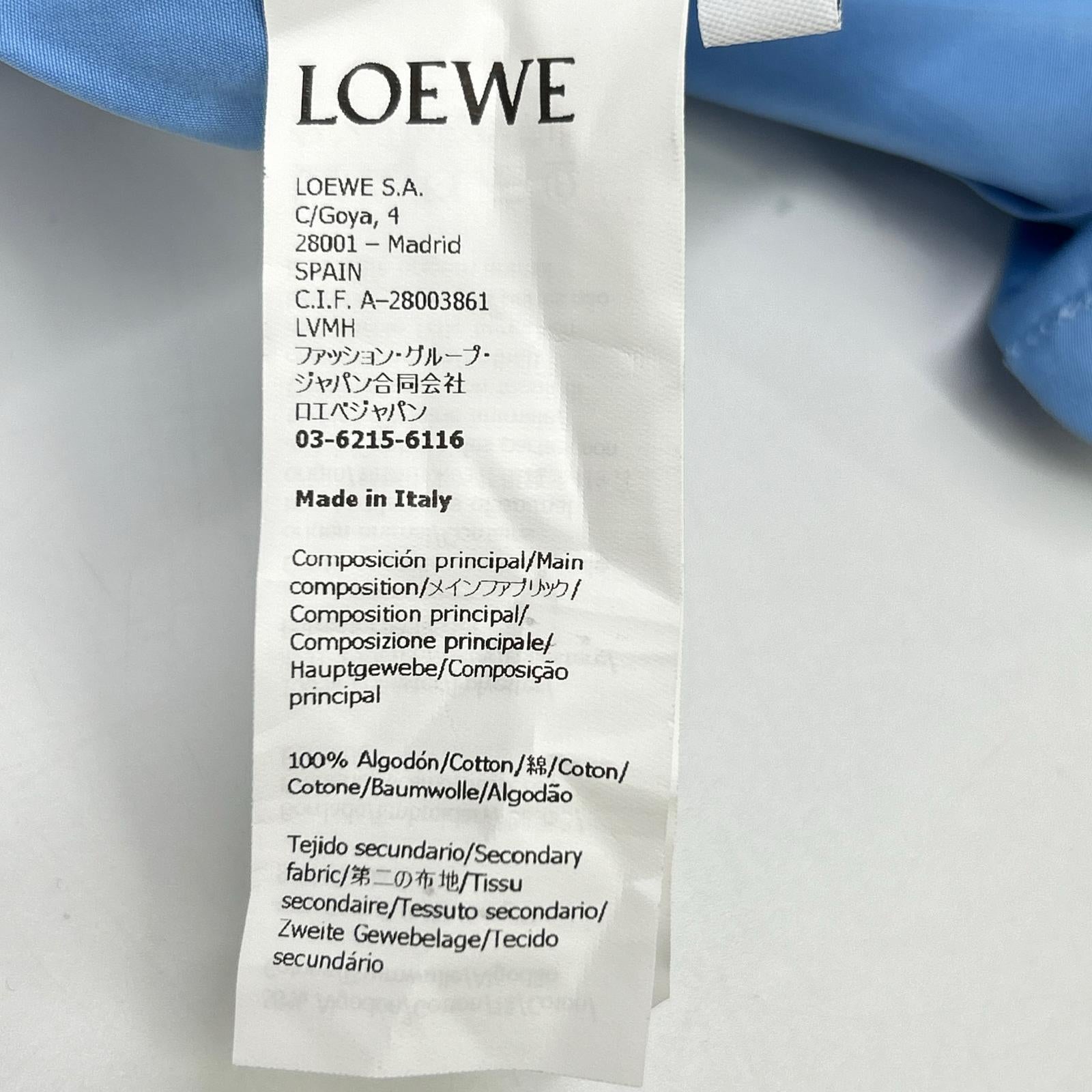 LOEWE 24AW S359Y05XBY Light blue x Khaki Cotton Anagram Embroidery Layered Design Turn-Up Shirt Top