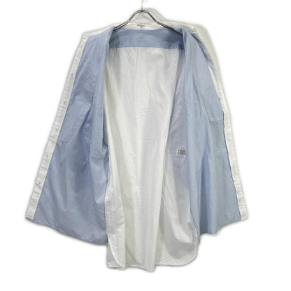 LOEWE S540Y06X62 Light Blue × White Cotton Poplin French-Cuff Asymmetrical Stripe Shirt Tops