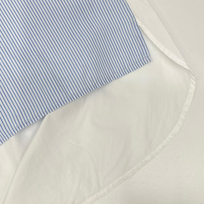 LOEWE S540Y06X62 Light Blue × White Cotton Poplin French-Cuff Asymmetrical Stripe Shirt Tops