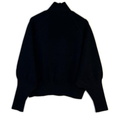 FN-WN-KNIT000179 黑色 羊毛混纺 落肩袖 高领针织套头衫 上衣 L 女士