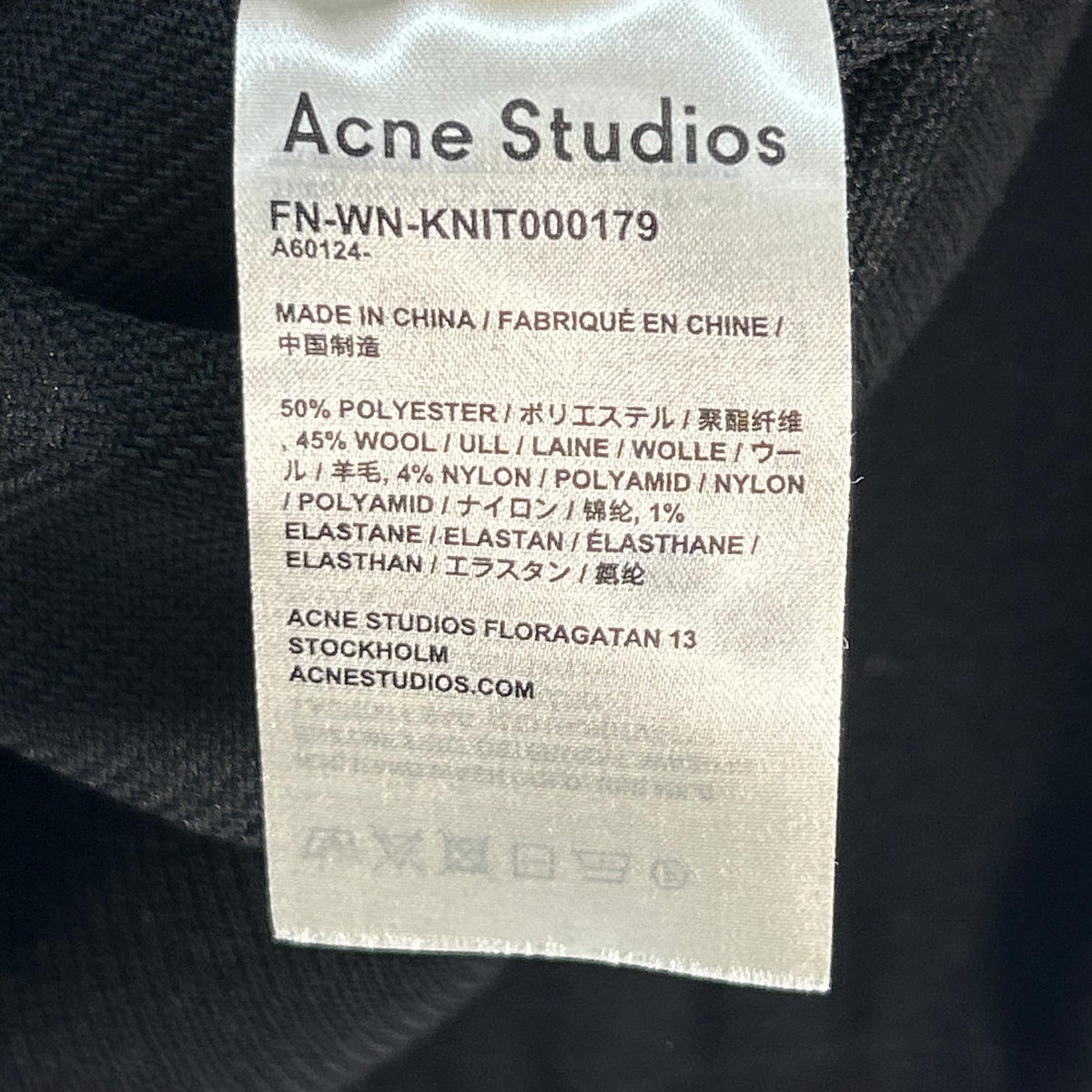 FN-WN-KNIT000179 黑色 羊毛混纺 落肩袖 高领针织套头衫 上衣 L 女士
