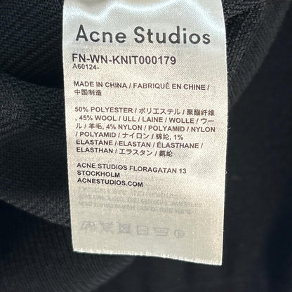 FN-WN-KNIT000179 黑色 羊毛混纺 落肩袖 高领针织套头衫 上衣 L 女士