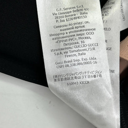 GUCCI グッチ 610943 XJCCX ブラック×ピンク レーヨン混 ウエストロゴ センターシーム ジャージーレギンスパンツ ボトムス