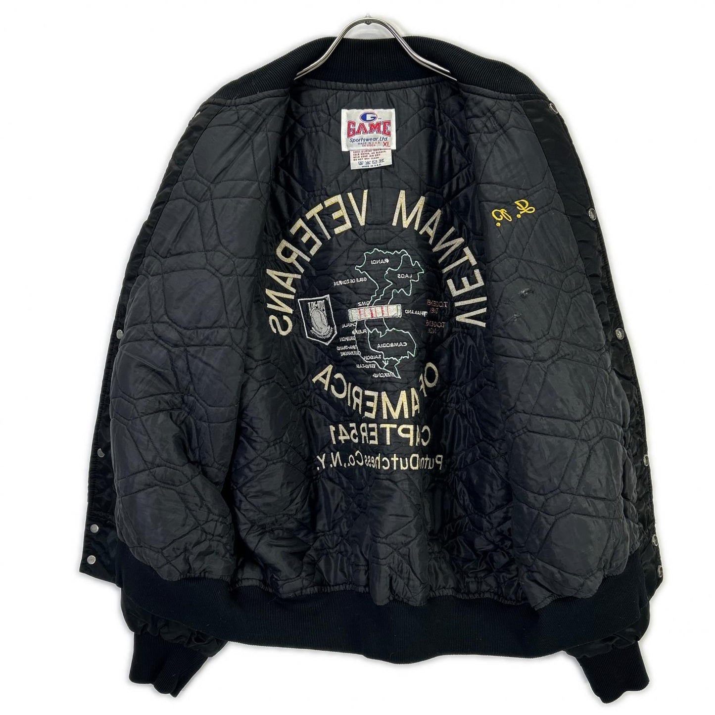 GAME Sportswear 90's Black Vietnam Veterans Nylon Stadium Jacket XL Men's