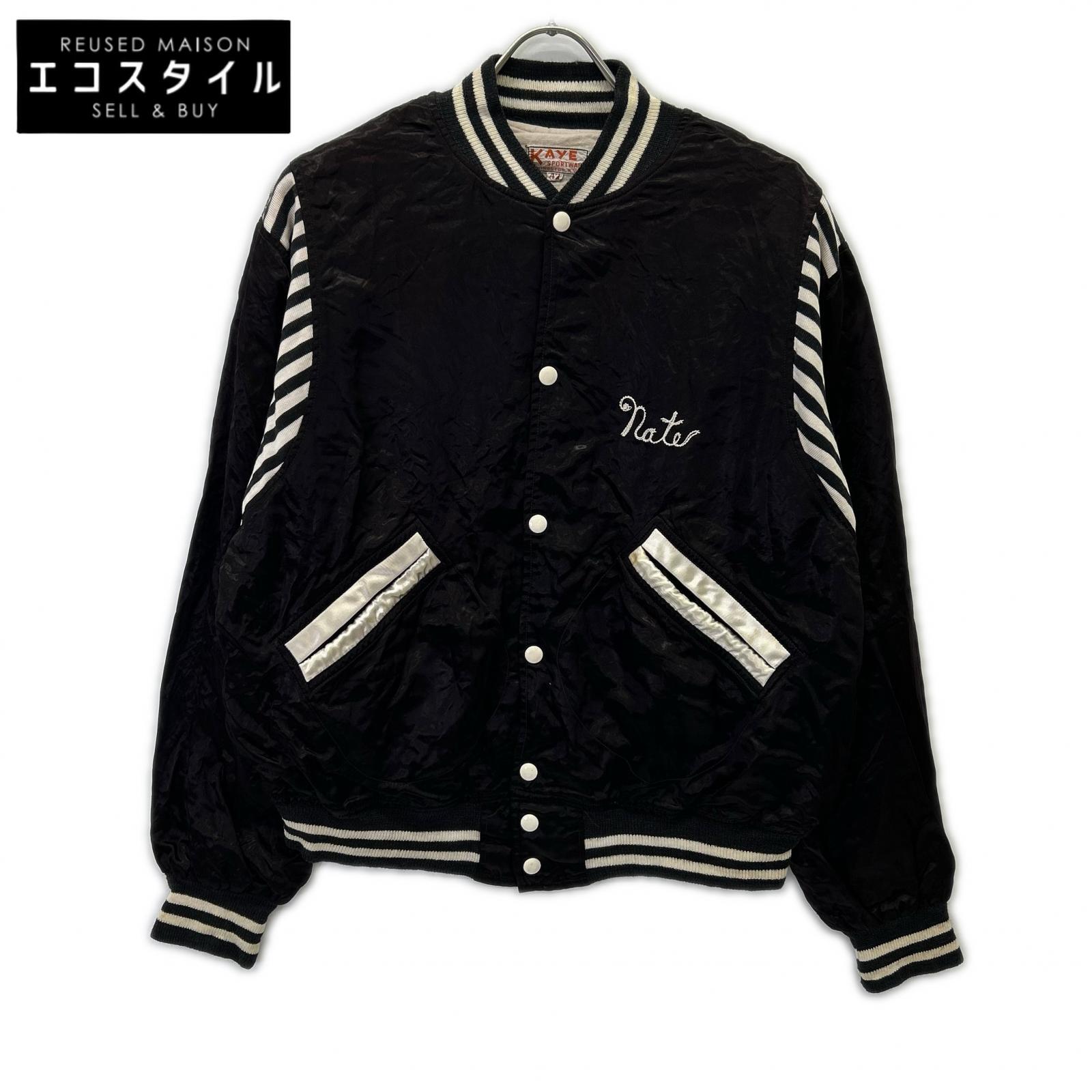 VINTAGE 【KAYE SPORTWAIR】60's Black Chain Embroidered Stadium Jacket