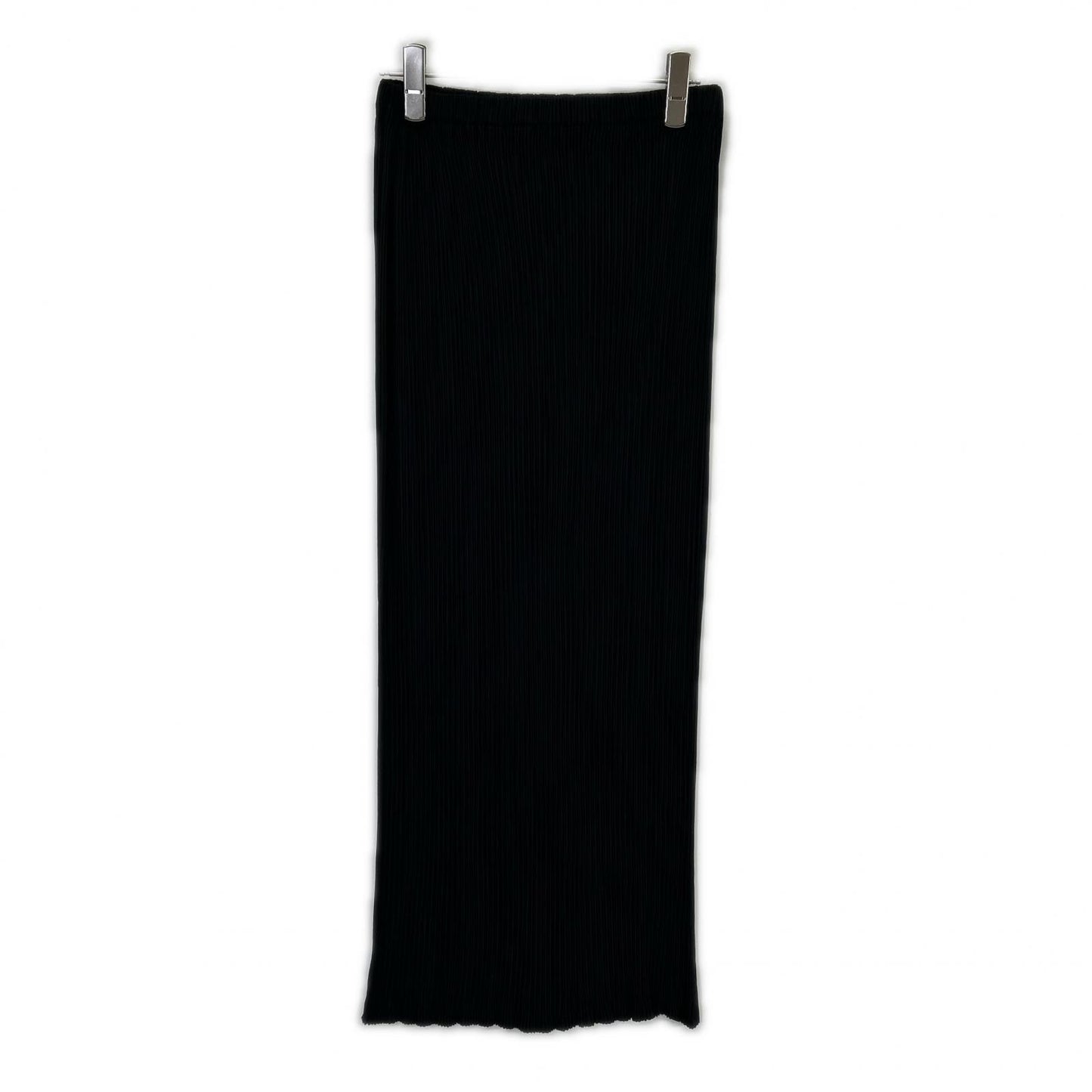 IM71-FG618 Black Pleated Long Skirt Skirt M Women's