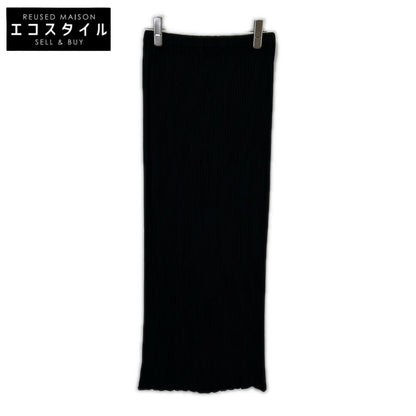 IM71-FG618 Black Pleated Long Skirt Skirt M Women's