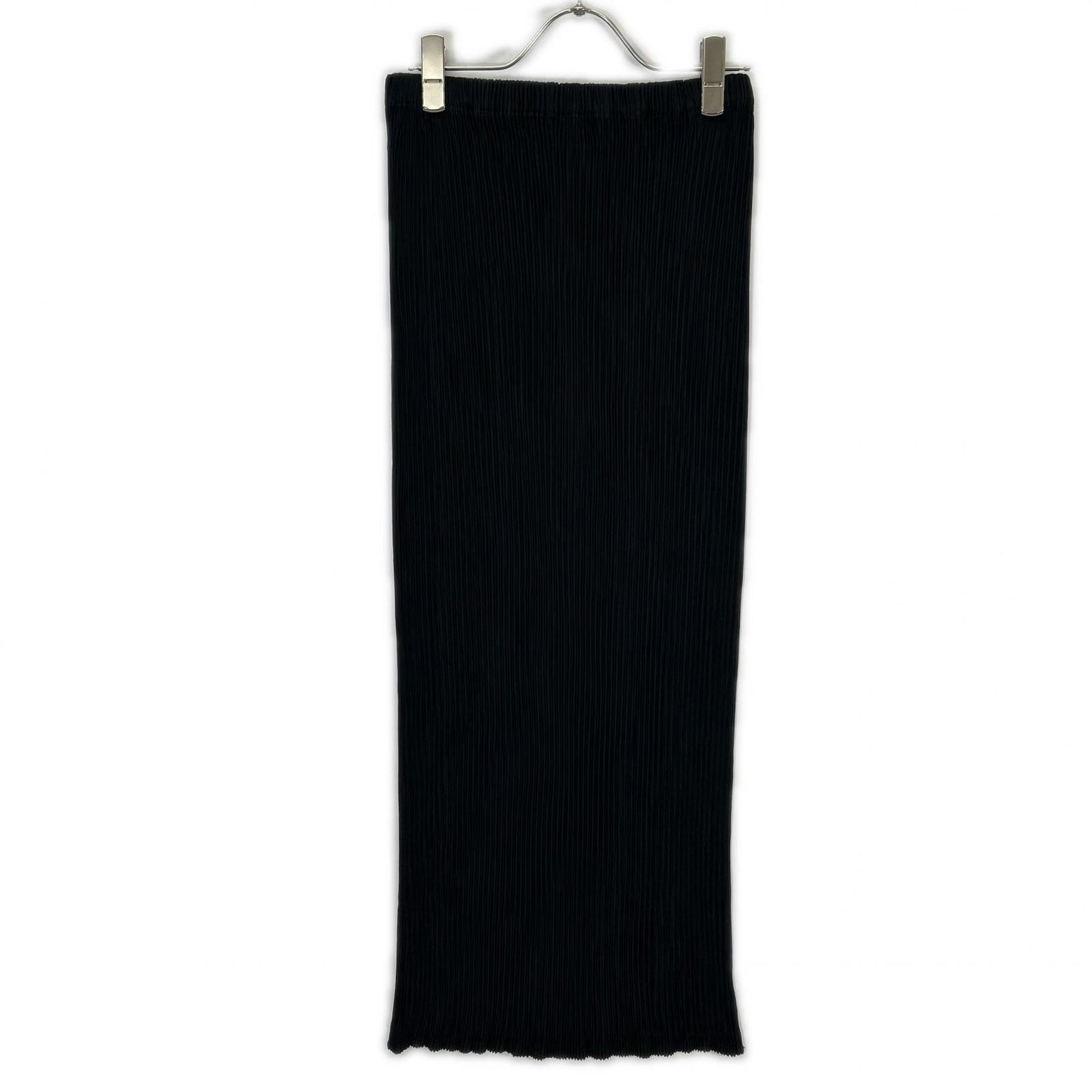 IM71-FG618 Black Pleated Long Skirt Skirt M Women's