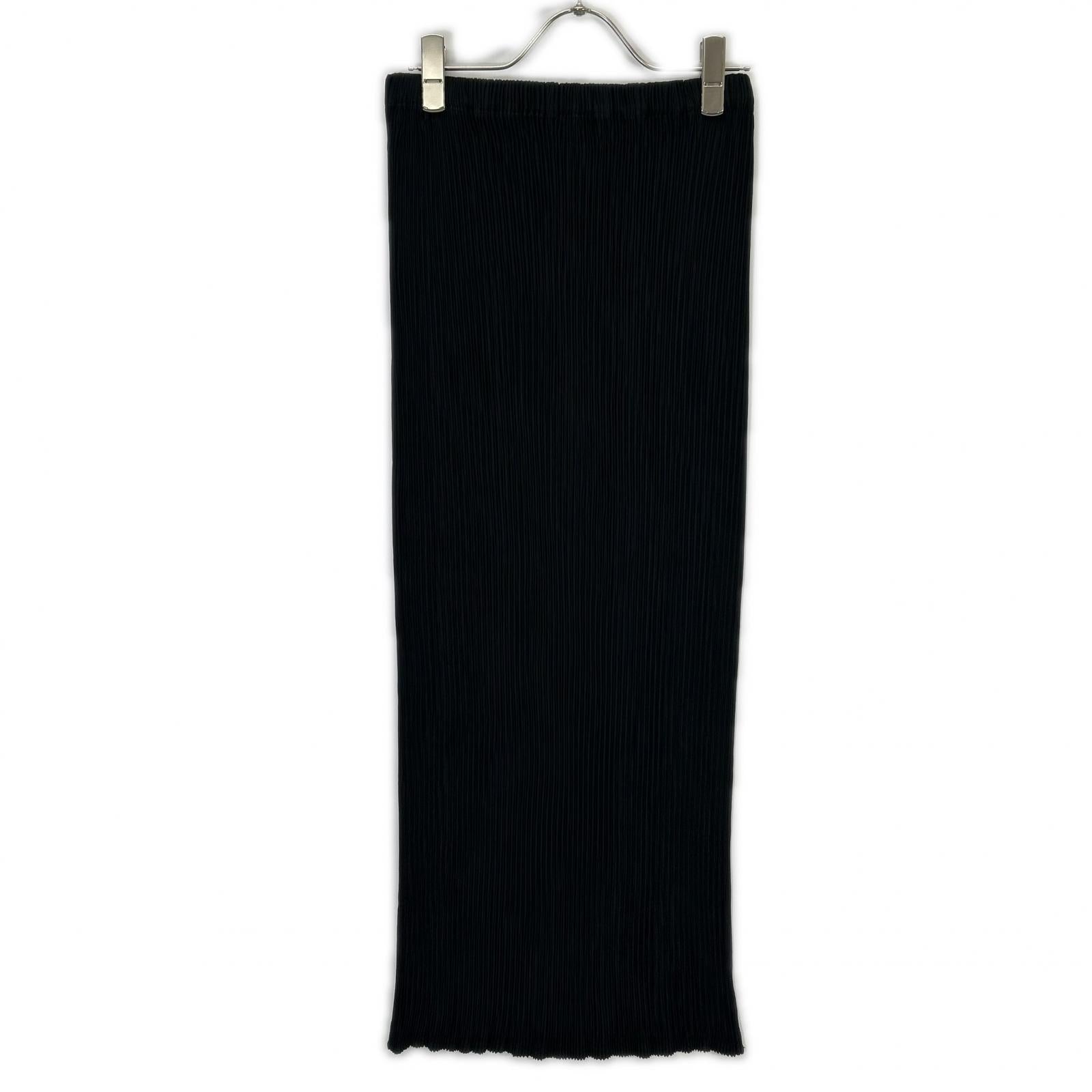 IM71-FG618 Black Pleated Long Skirt Skirt M Women's