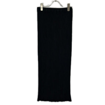 IM71-FG618 Black Pleated Long Skirt Skirt M Women's