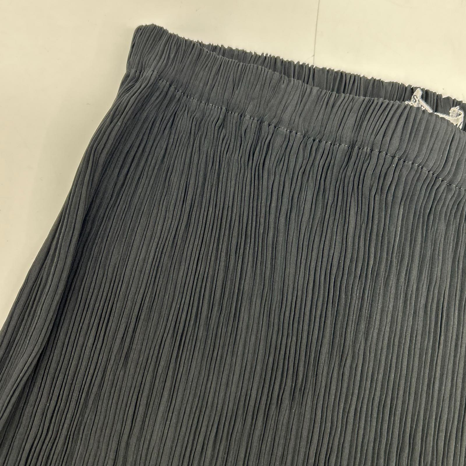 IM71-FG618 Black Pleated Long Skirt Skirt M Women's