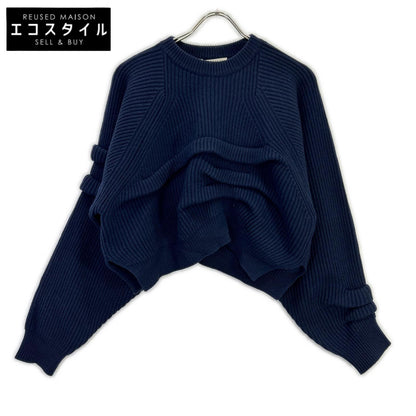 23AW 海军蓝 TUCK 短款针织套头上衣 38 女士