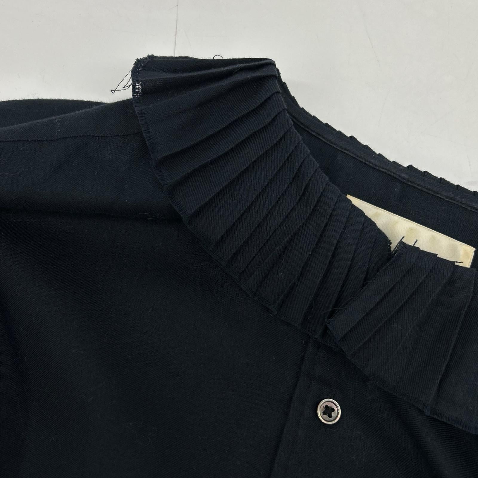 Navy Pleated Collar Shirt Top Undefined Size Ladies